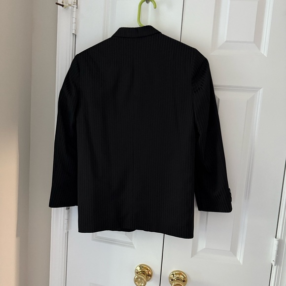 Boys Black Pinstripe Suit, Turquoise Shirt & Tie, Size 14 – Complete Set - Picture 13 of 13